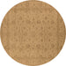 Round Oriental Brown Traditional Rug, urb785brn