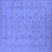 Square Machine Washable Oriental Blue Traditional Rug, wshurb785blu