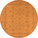 Round Machine Washable Oriental Orange Traditional Area Rugs, wshurb785org