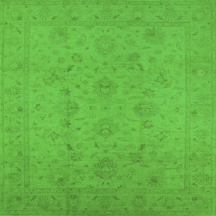 Square Oriental Green Traditional Rug, urb786grn