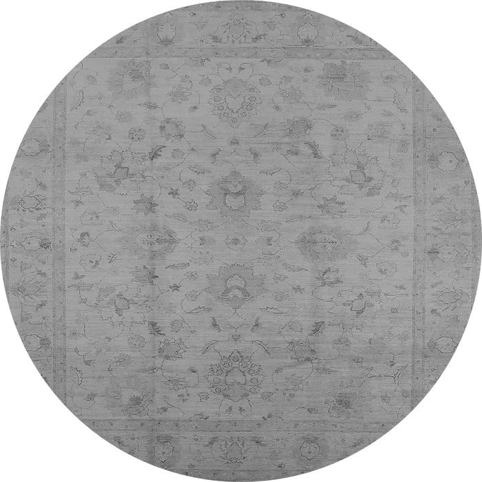 Round Machine Washable Oriental Gray Traditional Rug, wshurb786gry