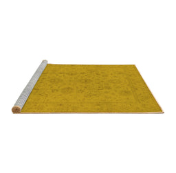Sideview of Machine Washable Oriental Yellow Traditional Rug, wshurb786yw