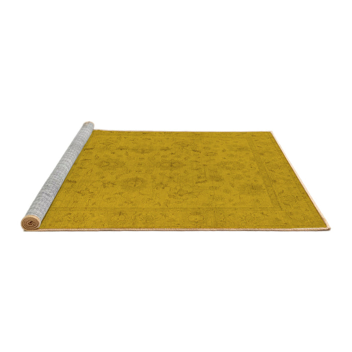 Sideview of Machine Washable Oriental Yellow Traditional Rug, wshurb786yw
