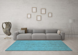 Machine Washable Oriental Light Blue Traditional Rug in a Living Room, wshurb786lblu