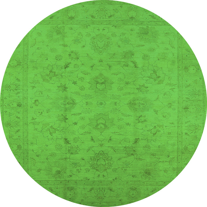 Round Oriental Green Traditional Rug, urb786grn