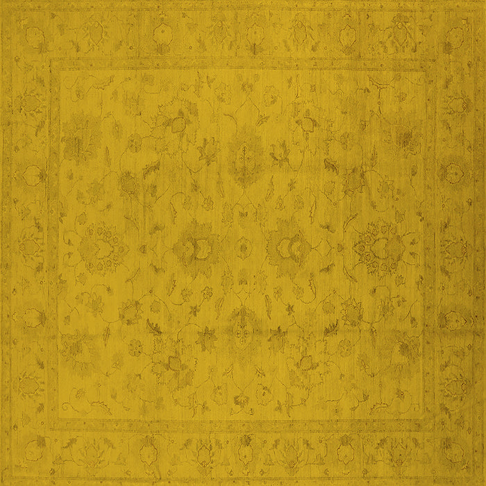 Square Machine Washable Oriental Yellow Traditional Rug, wshurb786yw