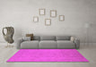 Machine Washable Oriental Pink Traditional Rug in a Living Room, wshurb786pnk