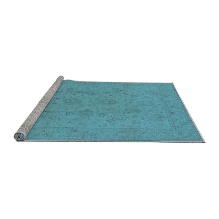 Sideview of Machine Washable Oriental Light Blue Traditional Rug, wshurb786lblu