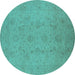 Round Oriental Turquoise Traditional Rug, urb786turq