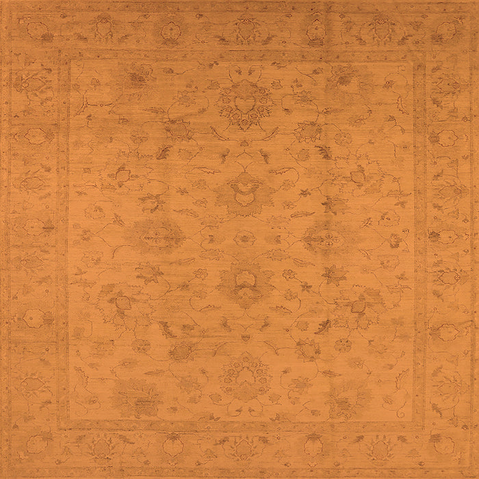 Square Machine Washable Oriental Orange Traditional Area Rugs, wshurb786org