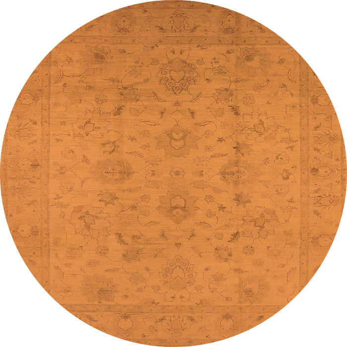 Round Machine Washable Oriental Orange Traditional Area Rugs, wshurb786org