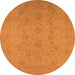 Round Machine Washable Oriental Orange Traditional Area Rugs, wshurb786org