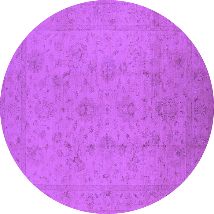Round Machine Washable Oriental Purple Traditional Area Rugs, wshurb786pur