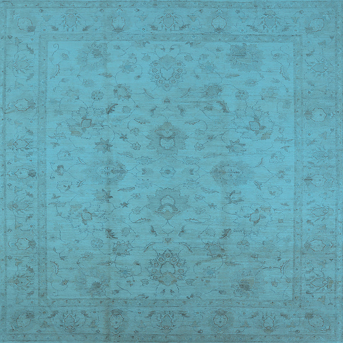 Square Machine Washable Oriental Light Blue Traditional Rug, wshurb786lblu