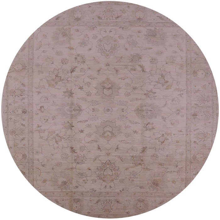 Round Mid-Century Modern Rose Purple Oriental Rug, urb786