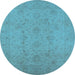 Round Oriental Light Blue Traditional Rug, urb786lblu