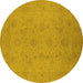 Round Oriental Yellow Traditional Rug, urb786yw