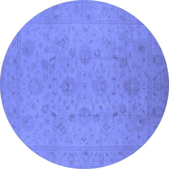 Round Oriental Blue Traditional Rug, urb786blu