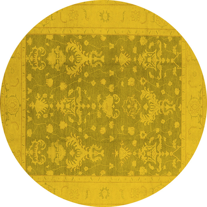 Round Oriental Yellow Traditional Rug, urb787yw