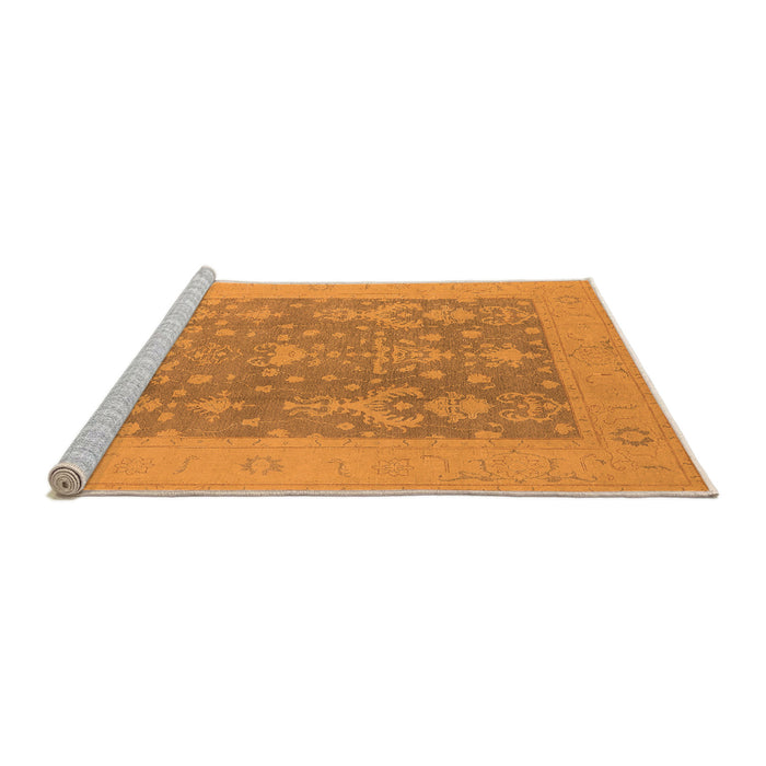 Sideview of Machine Washable Oriental Orange Traditional Area Rugs, wshurb787org