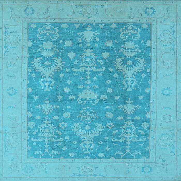 Square Machine Washable Oriental Light Blue Traditional Rug, wshurb787lblu