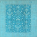 Square Machine Washable Oriental Light Blue Traditional Rug, wshurb787lblu