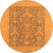 Round Machine Washable Oriental Orange Traditional Area Rugs, wshurb787org