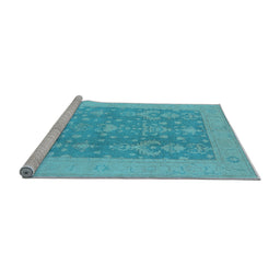 Sideview of Machine Washable Oriental Light Blue Traditional Rug, wshurb787lblu
