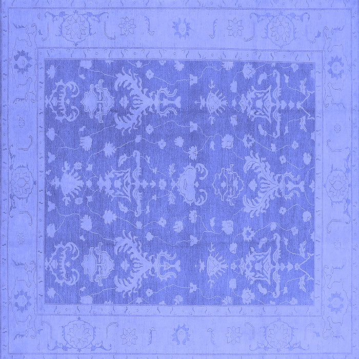 Square Machine Washable Oriental Blue Traditional Rug, wshurb787blu