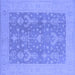 Square Machine Washable Oriental Blue Traditional Rug, wshurb787blu