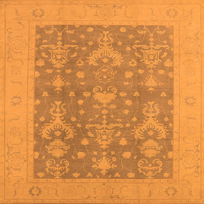 Square Machine Washable Oriental Orange Traditional Area Rugs, wshurb787org