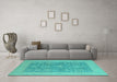 Machine Washable Oriental Turquoise Traditional Area Rugs in a Living Room,, wshurb787turq