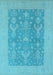 Machine Washable Oriental Light Blue Traditional Rug, wshurb787lblu