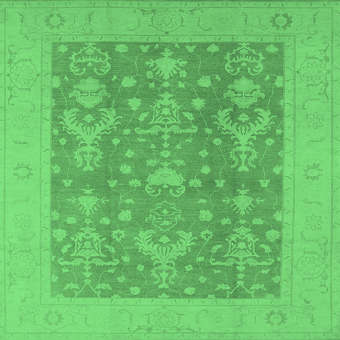 Square Machine Washable Oriental Emerald Green Traditional Area Rugs, wshurb787emgrn