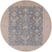 Round Mid-Century Modern Gunmetal Gray Oriental Rug, urb787