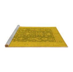 Sideview of Machine Washable Oriental Yellow Traditional Rug, wshurb787yw