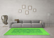 Machine Washable Oriental Green Traditional Area Rugs in a Living Room,, wshurb787grn