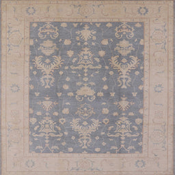 Square Mid-Century Modern Gunmetal Gray Oriental Rug, urb787