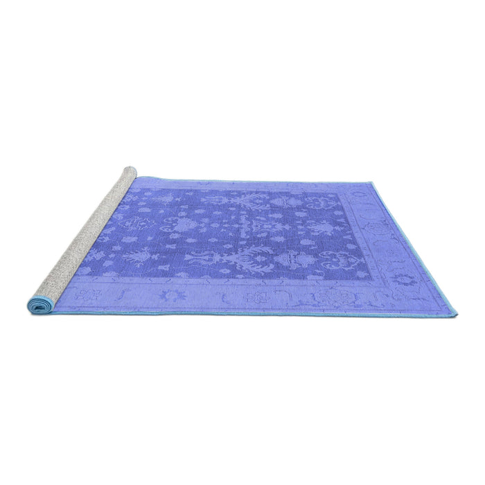 Sideview of Machine Washable Oriental Blue Traditional Rug, wshurb787blu