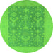 Round Oriental Green Traditional Rug, urb787grn