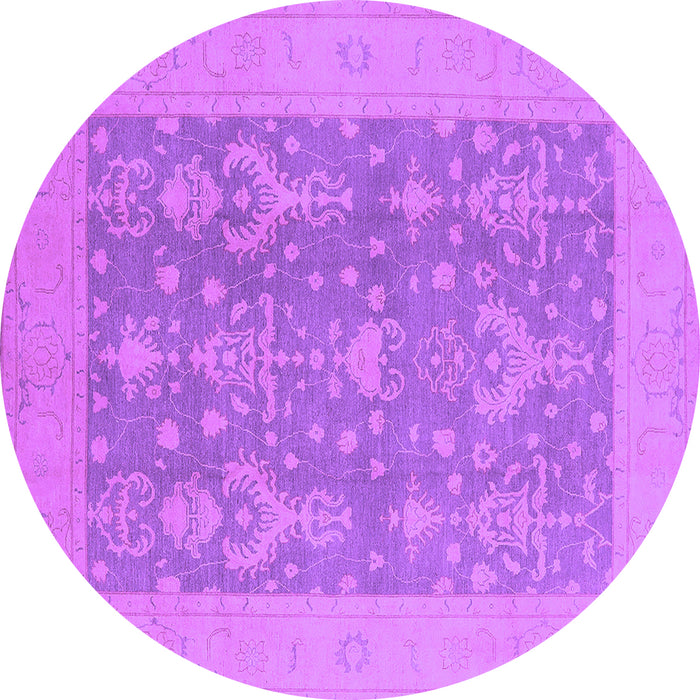 Round Machine Washable Oriental Purple Traditional Area Rugs, wshurb787pur