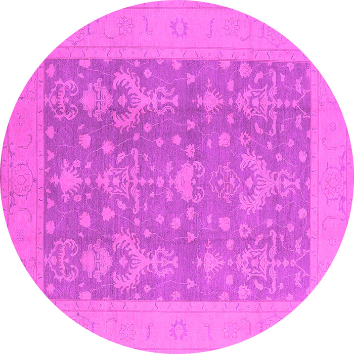 Round Machine Washable Oriental Pink Traditional Rug, wshurb787pnk