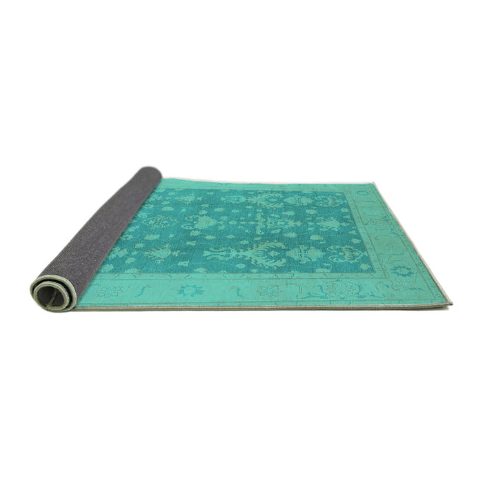 Sideview of Oriental Turquoise Traditional Rug, urb787turq