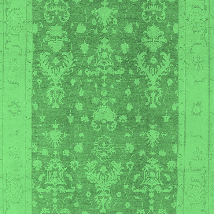 Machine Washable Oriental Emerald Green Traditional Area Rugs, wshurb787emgrn