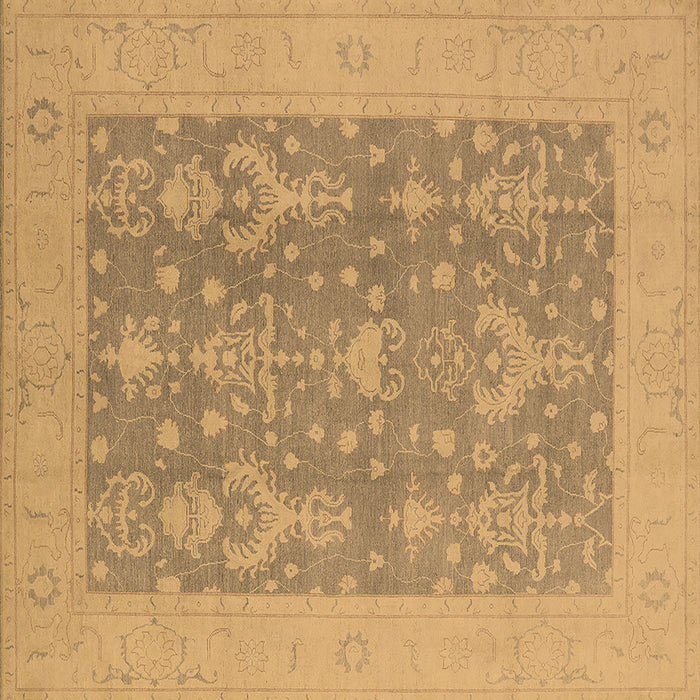 Square Oriental Brown Traditional Rug, urb787brn