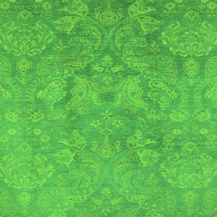Square Machine Washable Oriental Green Industrial Area Rugs, wshurb788grn