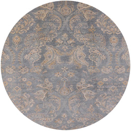 Round Mid-Century Modern Rosy Brown Pink Oriental Rug, urb788
