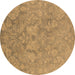 Round Oriental Brown Industrial Rug, urb788brn