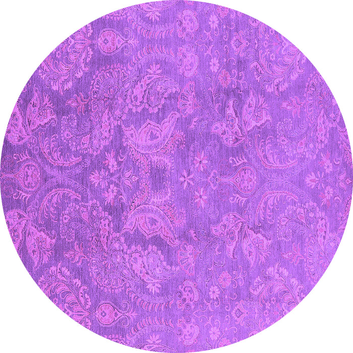 Round Oriental Purple Industrial Rug, urb788pur