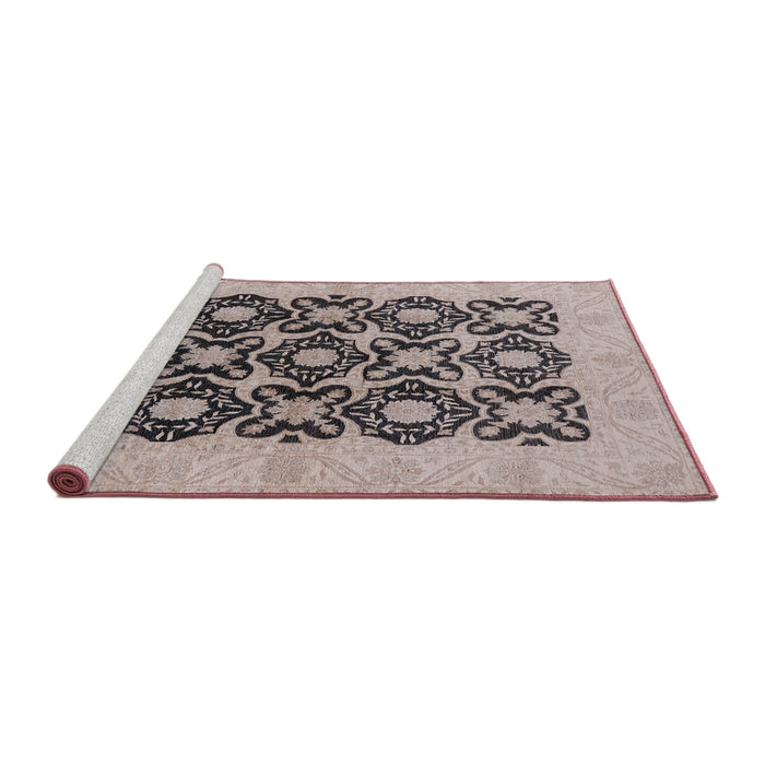 Sideview of Machine Washable Industrial Modern Rose Pink Rug, wshurb789